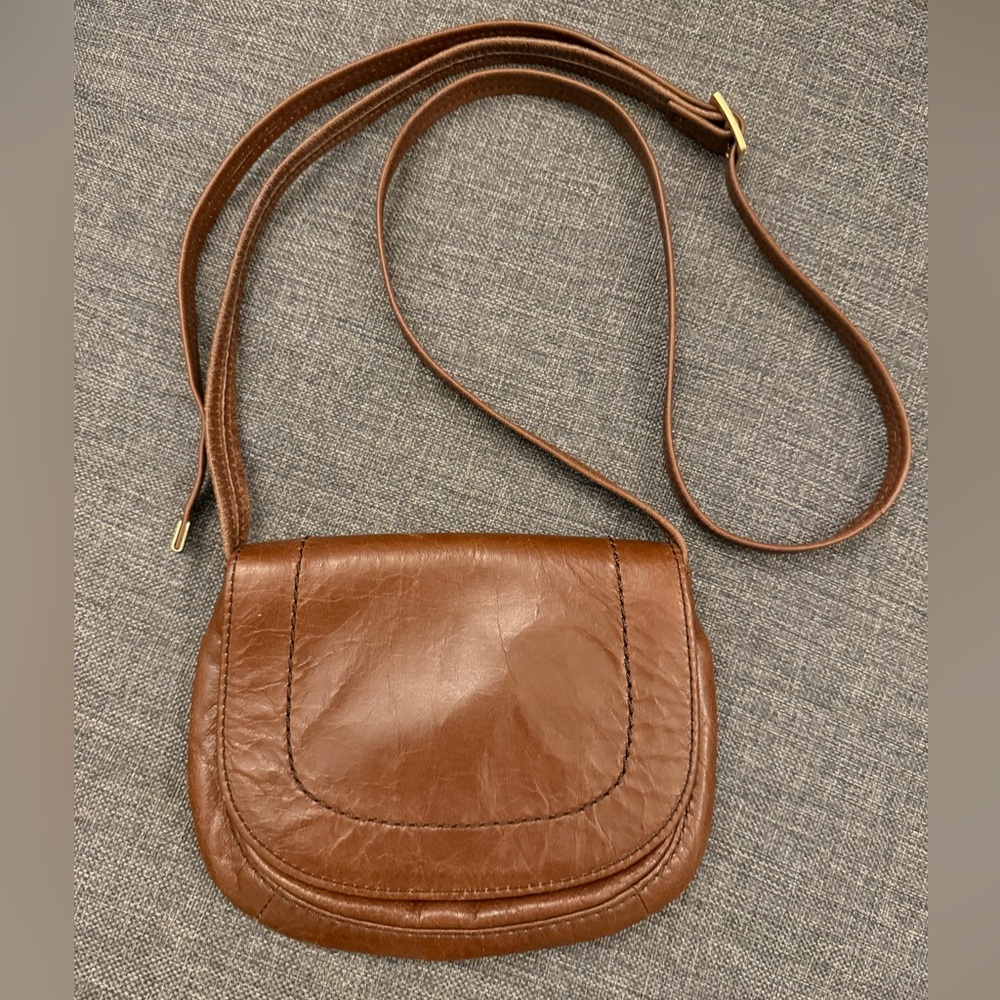 HOBO Brown Leather Flap over Crossbody Bag Purse